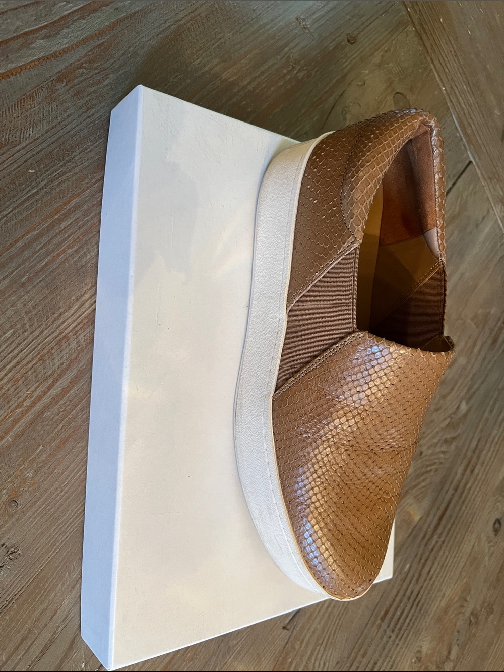 Vince Tan Textured Slip-On Flats